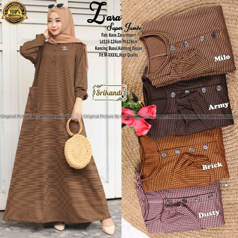 ZARRA SUPER JUMBO GAMIS WANITA TERBARU KAOS ZARA IMPORT LD 116 - 124 CM PB