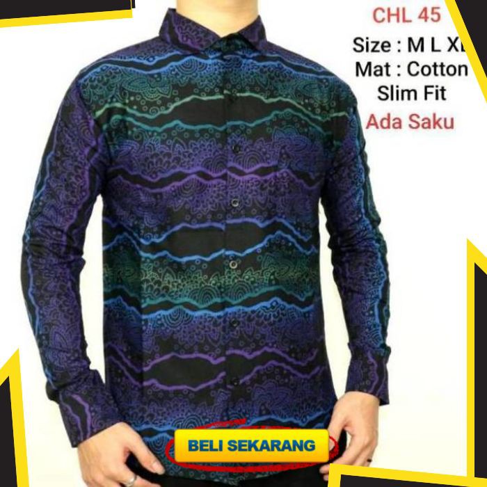 KEMEJA BAJU BATIK PRIA SLIM FIT MODERN COLINDION MEWAH SLIMFIT LB99