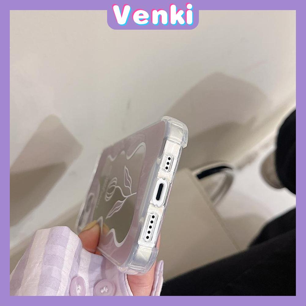 iPhone Case Acrylic Mirror Airbag Shock Resistant Big Hole Camera Protection Cute Marble Flower Compatible For iPhone 11 iPhone 13 Pro Max iPhone 12 Pro Max iPhone 7 Plus