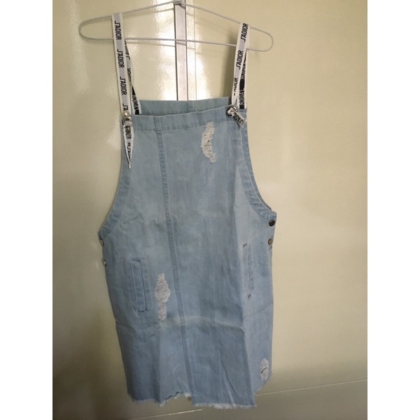 PRELOVED OVERAL MIDI RIPPED JEANS DENIM BLUE SKY