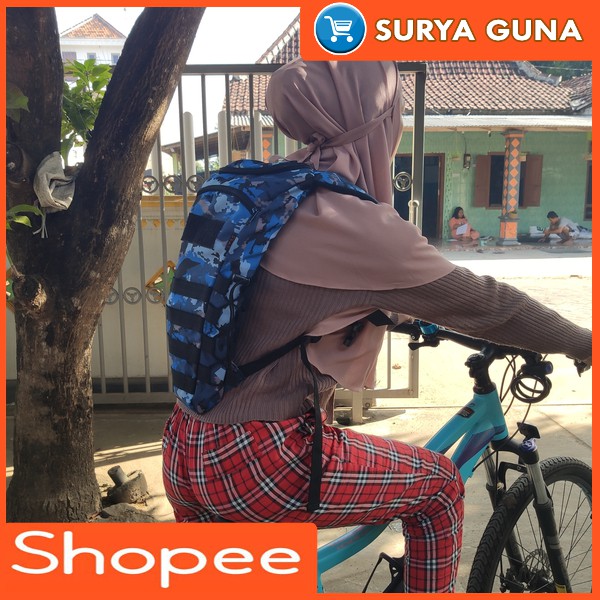 jual tas punggung sepeda loreng biru tas punggung buat sepeda