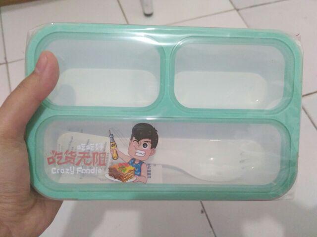 Kotak Makan / Lunch Box/ Ompreng / Tepak / Food Box Yooyee Jinbao Kecil 3 Sekat Grid 606 Yooyee