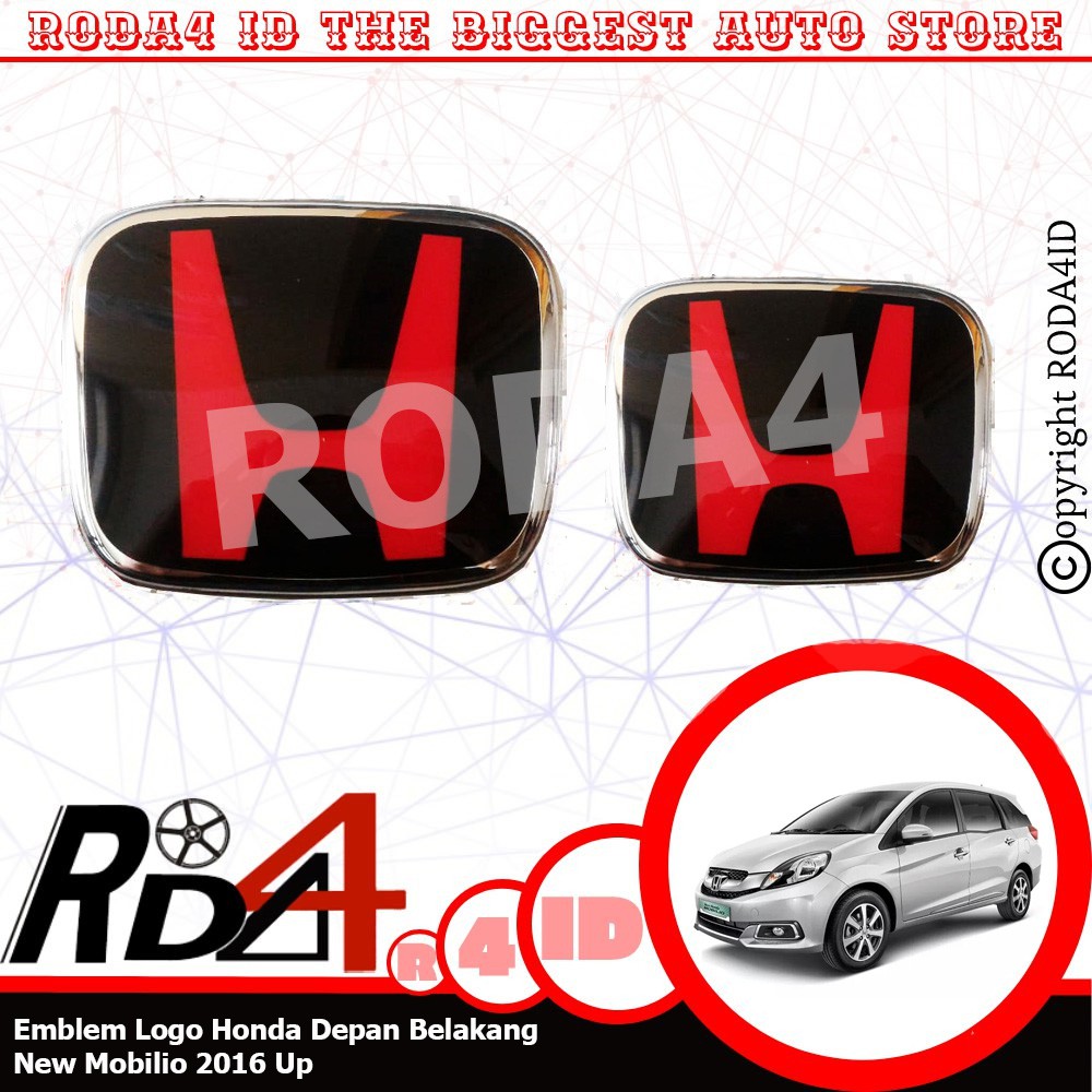 Emblem Logo Honda Depan Belakang New Mobilio 2016 Up Hitam Merah