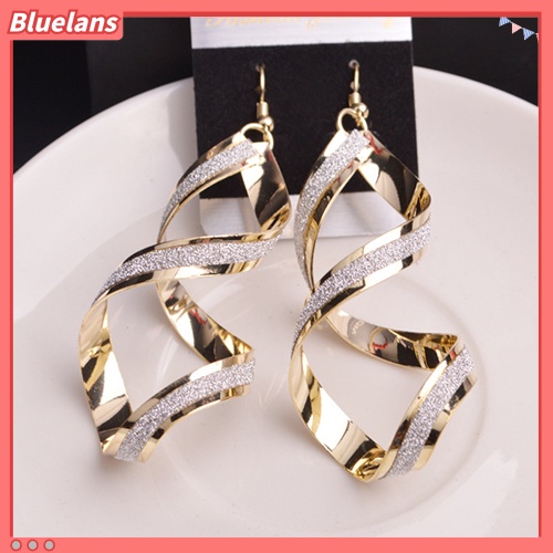 Bluelans Women Spiral Scrub Hook Dangle Earrings Wedding Engagement Bridal Jewelry Gift