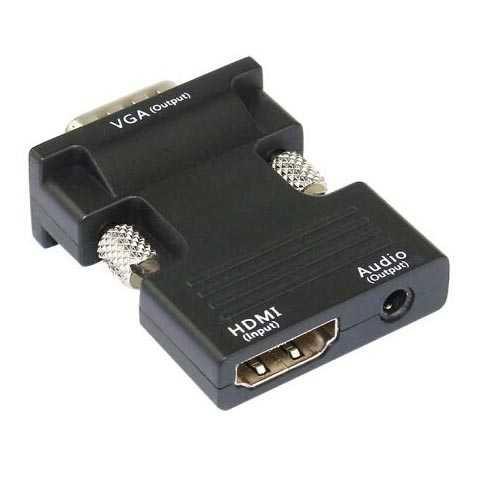 Adapter Converter HDMI Female to VGA Male 1080P Audio Port - HV100200 ( Mughnii )