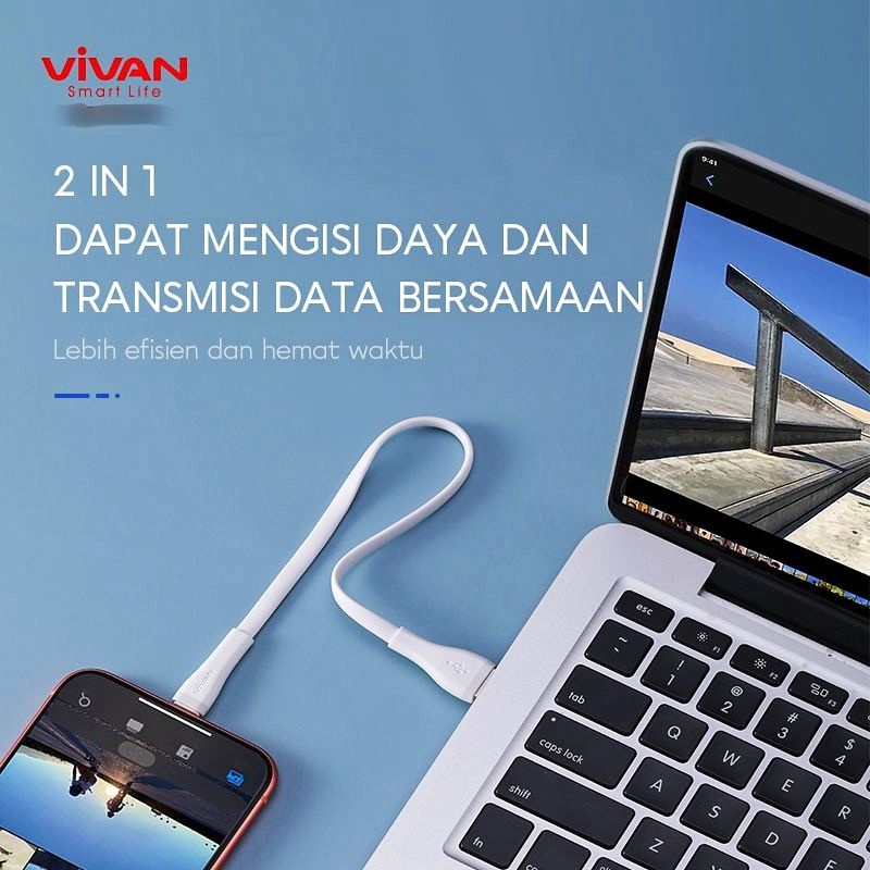 (VIVAN SC-30S) Kabel data Usb Type C 30cm/ Kabel Powerbank Usb C Fast Charging 2.4A