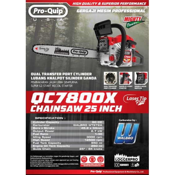 Mesin Chainsaw 25 Inch Proquip QC7800X