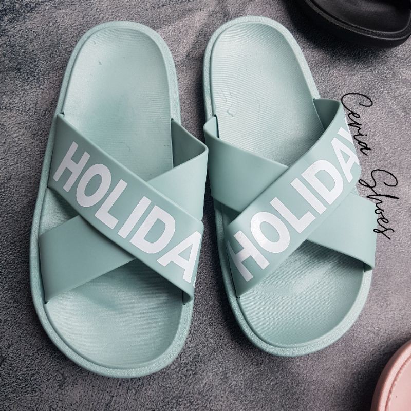 [BEST SELLER] Sendal Jelly Cuted BLC Import Full Karet Lentur Elastis Sandal Slop Silang Kokop-Pasta (Holiday)