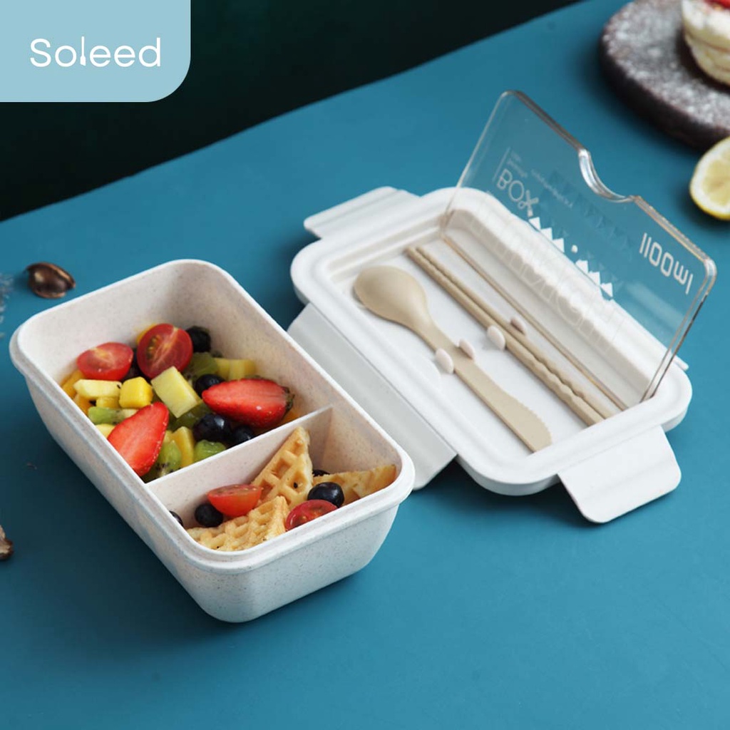 KOTAK MAKAN BENTO 2 SEKAT RANTANG SENDOK SUMPIT LUNCH BOX SET 1100ml