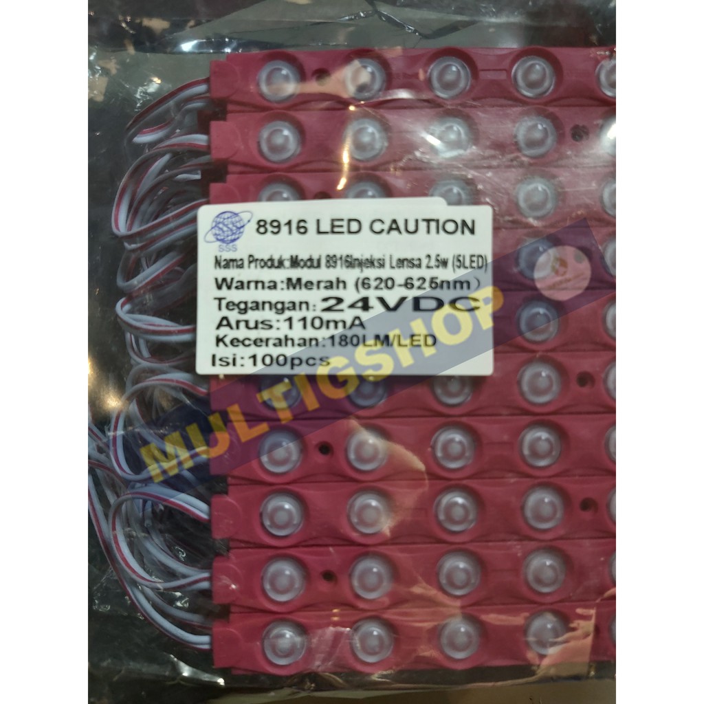 100Pcs Modul 5630 5 LED + Lensa Type 8916 24V - Warna