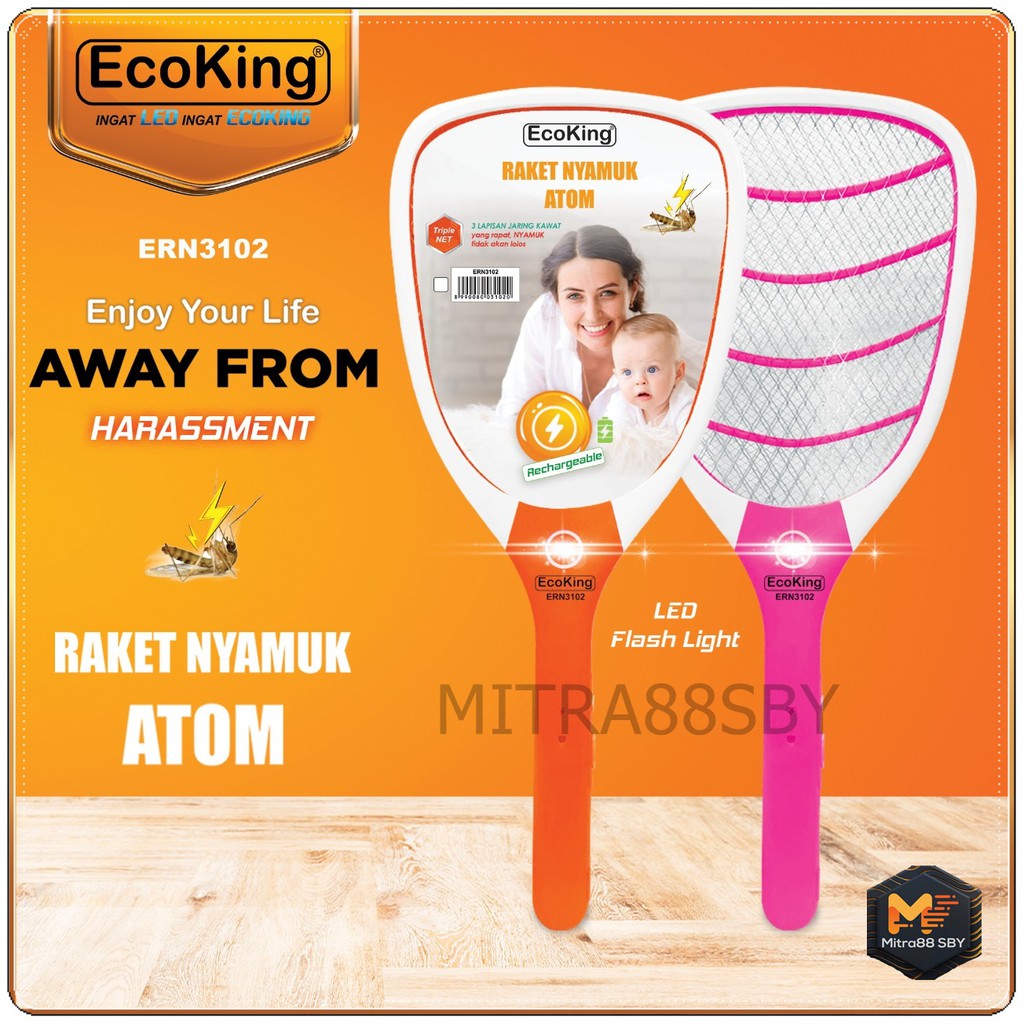 Mitra88sby Raket nyamuk cas ERN3101 dan ERN3102 plus senter led  ecoking