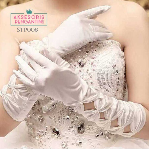 [BISA COD] SARUNG TANGAN PENGANTIN AKSESORIS WANITA GLOVES WEDDING LACE STP008