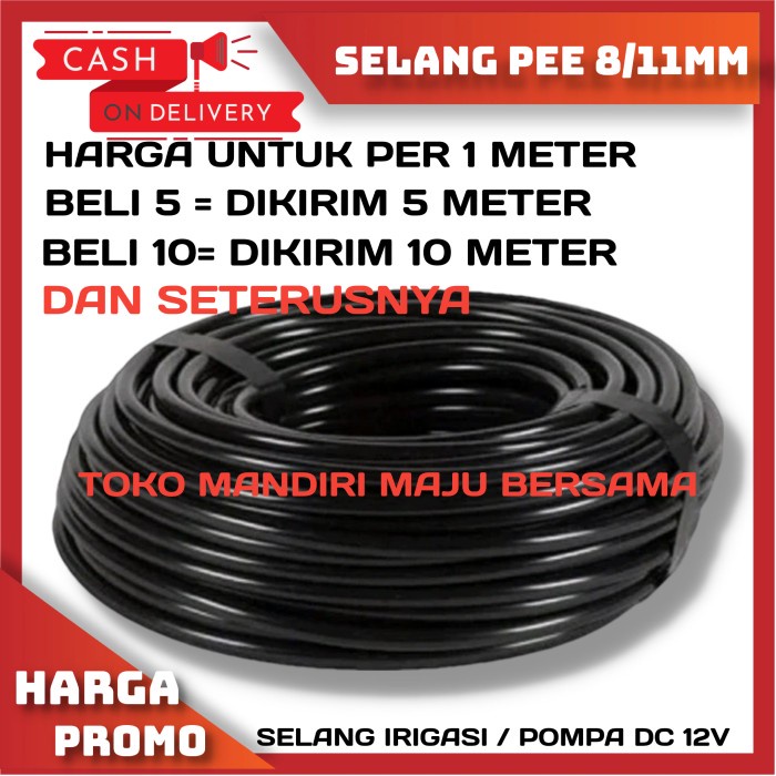 SELANG PEE 11MM ALAT SIRAM HOSE IRIGASI HIDROPONIK FERTIGASI 8X11MM