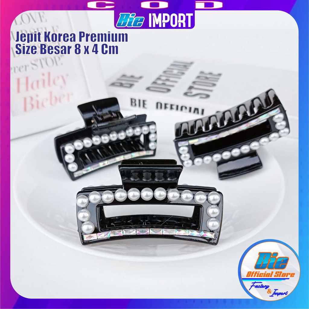 Jepit Rambut Korea Premium Black Perl Size Besar Impor Best Seller