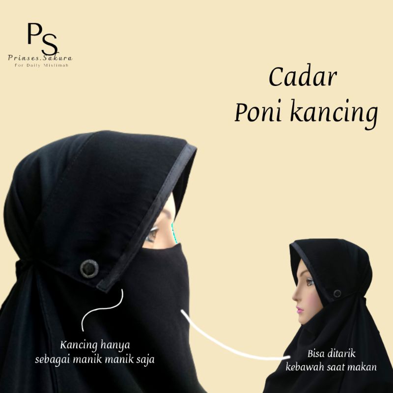 Niqab Cadar Poni Kancing