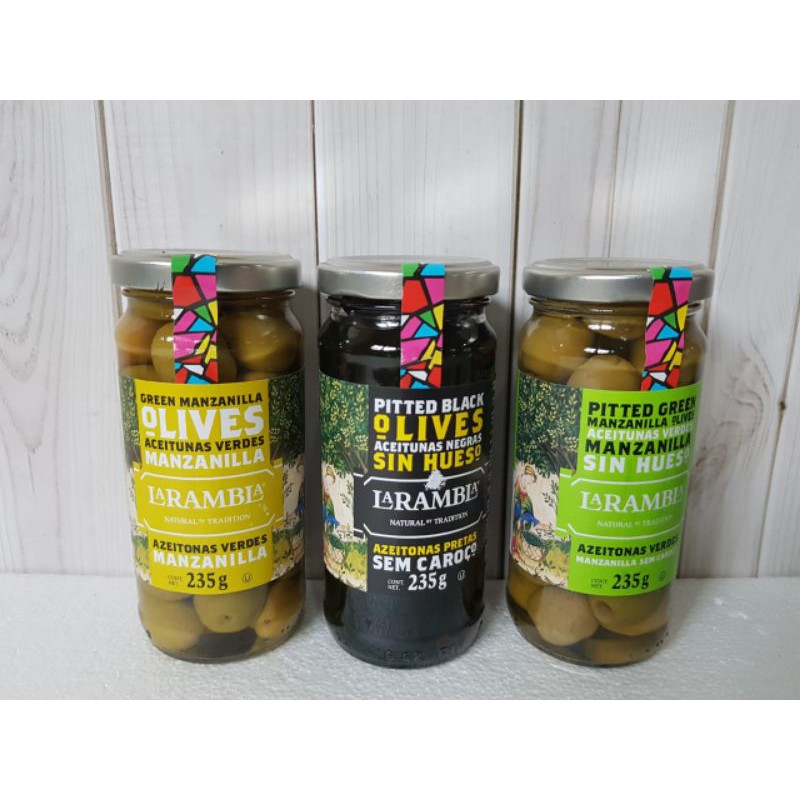 BUAH ZAITUN SPANYOL 235g | Pitted Black &amp; Green Olives | Olive Zaytun Hijau Hitam