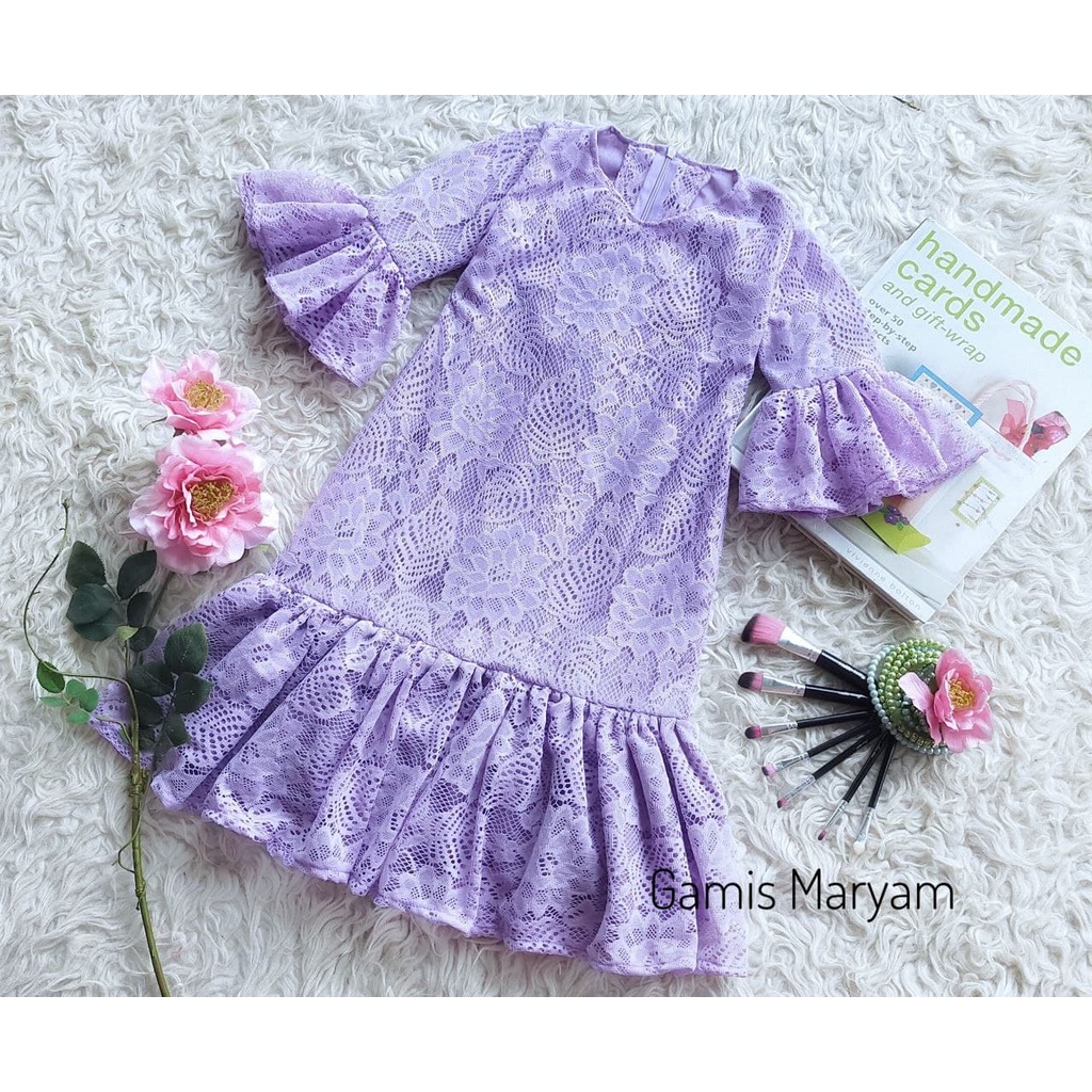 Gamis Maryam/Gamis Lucu Model Terbaru/Gamis Kekinian Warna Ungu Muda