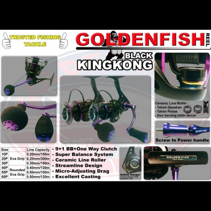 Hot Sale Reel Golden Fish Black Kingkong Pilihan 1000 Sampai 6000 Power Handel - 1000 Berkualitas