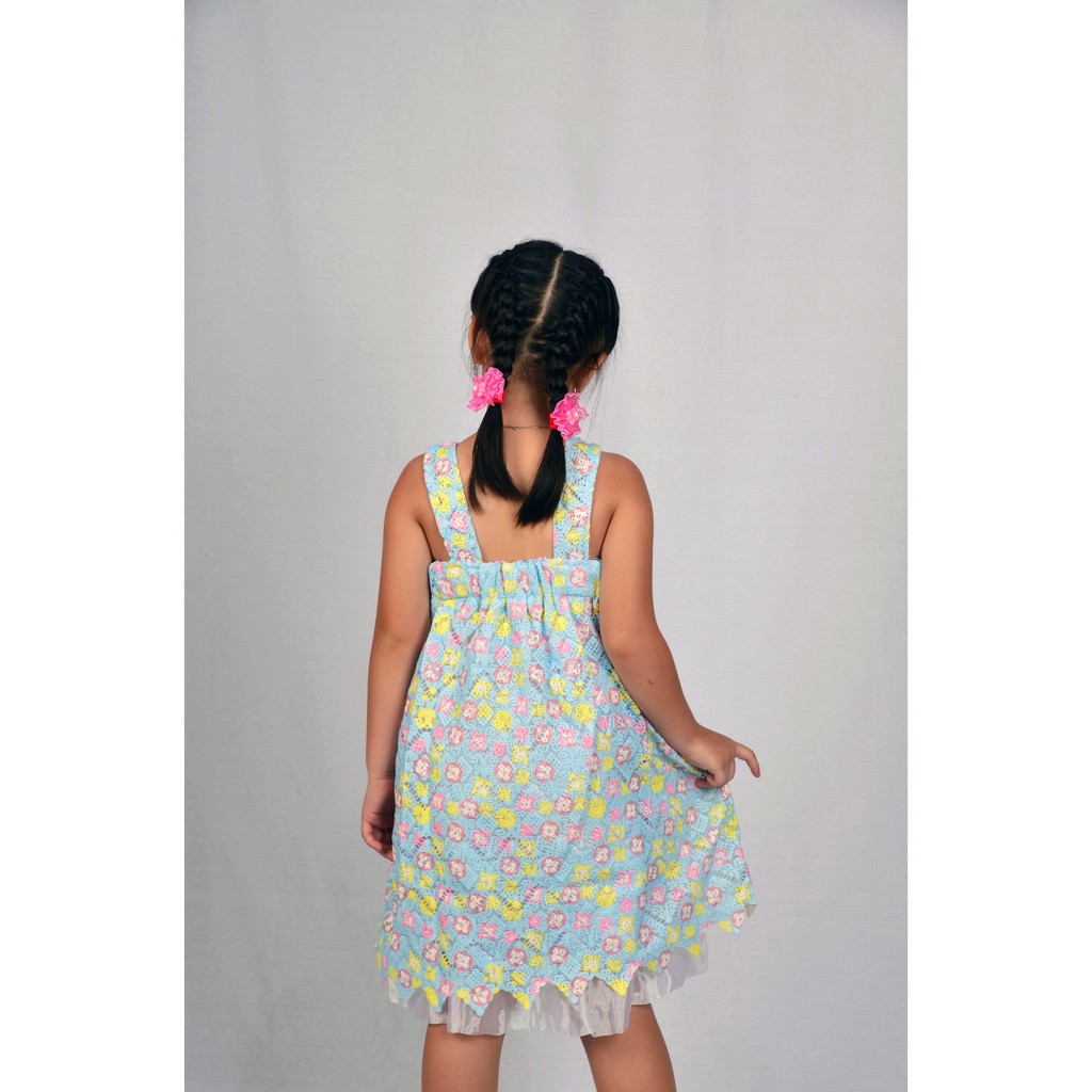 Dress Fashion Casual Anak Perempuan Bahan Brukat Printing Import Premium
