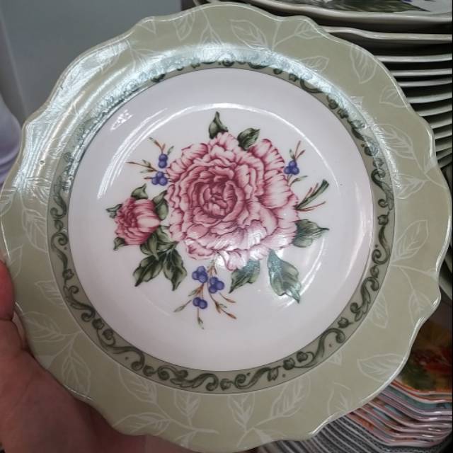 Piring sango keramik motif bunga #006