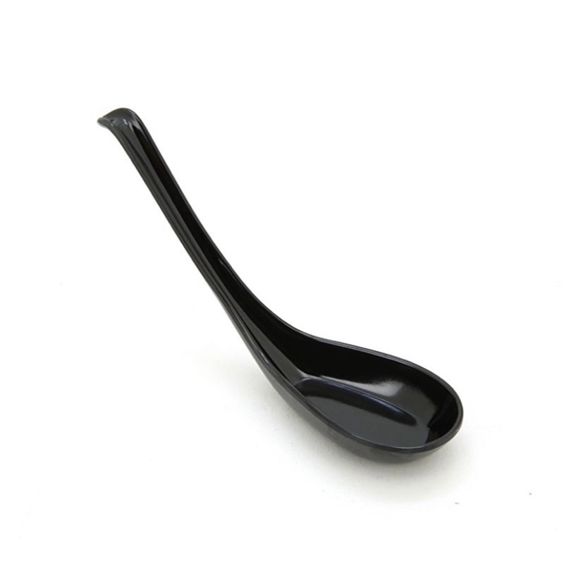 Sendok Sup Bubur Ramen Oriental Hitam Onyx Melamin /  Sendok Bebek /  Oriental Soup Spoon Black 6” ( 1pcs)