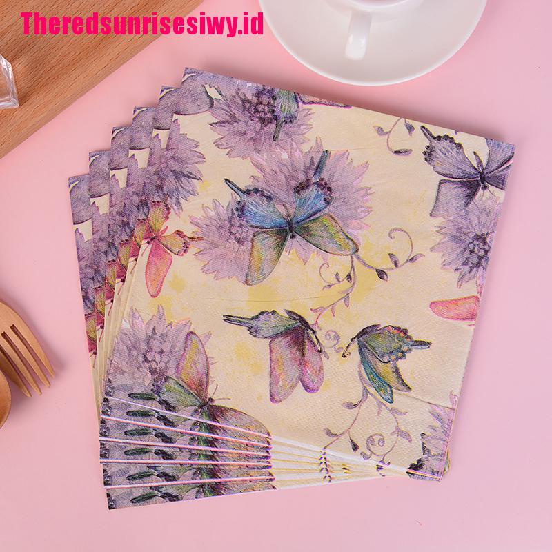 20 Pcs Kertas Tisu Serbet Motif Butterfly Untuk Dekorasi Natal Pernikahan