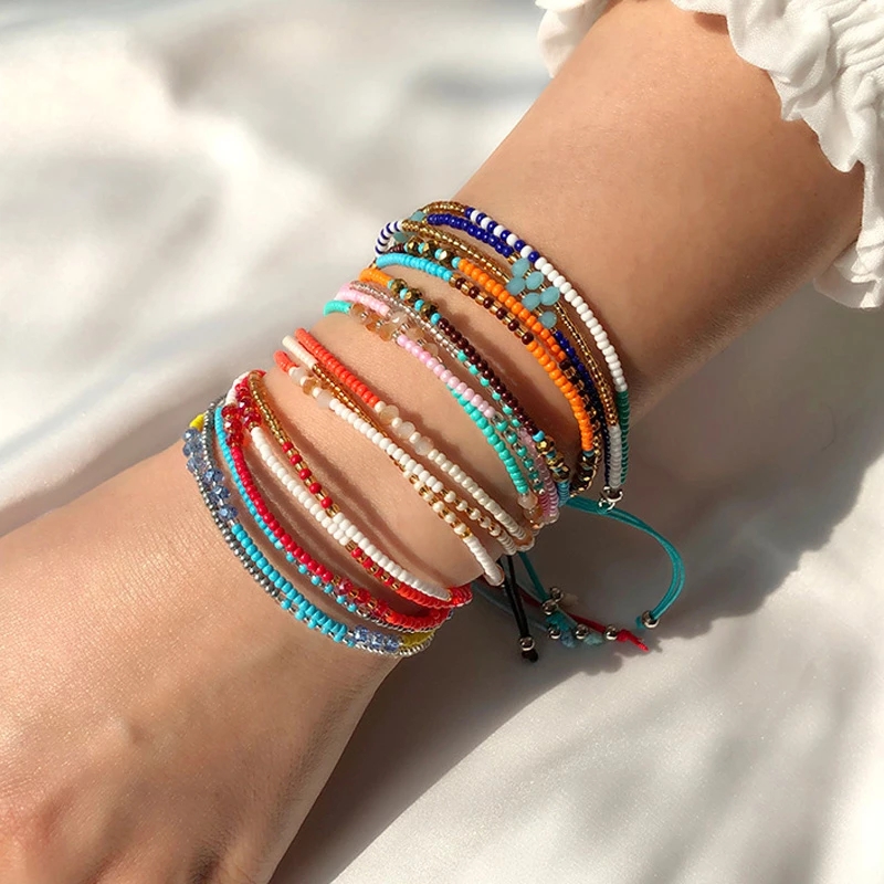 [ Popular  Adjustable Multi-layer  Ethnic Rope Bracelet ] [ Fashion Handmade Bohemian Beads Bracelet  ] [ Colourful Seed Bead Charm Bracelet ]