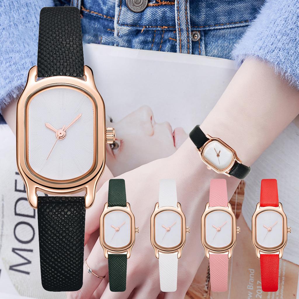 BAJ Jam Tangan Quartz Strap Rubber PU Analog Casual Gaya Retro Wanita Persegi Watch Korean Fashion Balok RM048