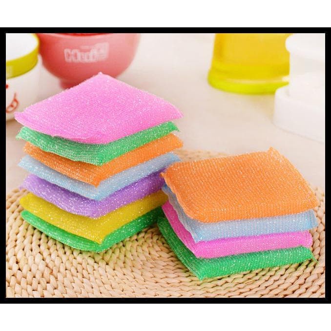 Spons Cuci Piring Warna Warni - AC 26 - Sikat Cuci Piring Sponge / Super Magic Washing Permukaan kasar untuk mencuci dan membersihkan kotoran bekas makanan minyak kerak lemak noda piring gelas sendok  wajan panci meja dapur wastafel