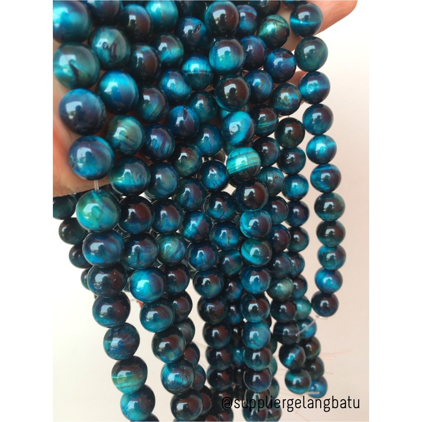 bahan natural blue zircon 12mm tiger eye biru premium LIMITED EDITION aksesoris craft bahan trending