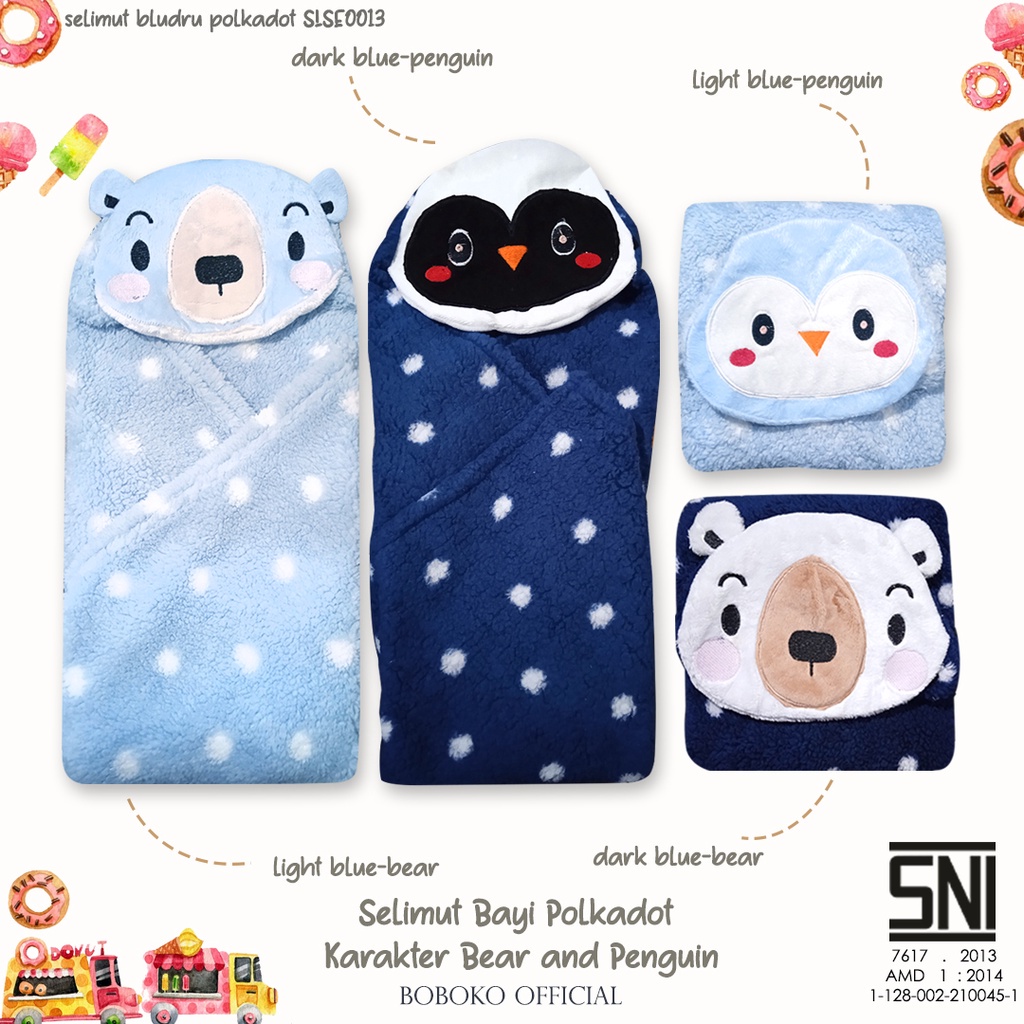 BOBOKO Selimut Bayi Bulu Premium Bear and Penguin 78x71 SLMT2