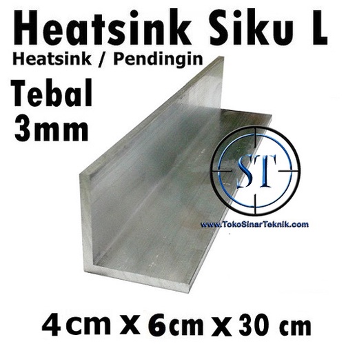 Heatsink Cooling Cooler Pendingin Heat Sink Bentuk Siku L Ukuran 4cm x 6cm x 30cm Tebal 3mm Led Power Ampli Amplifier Box