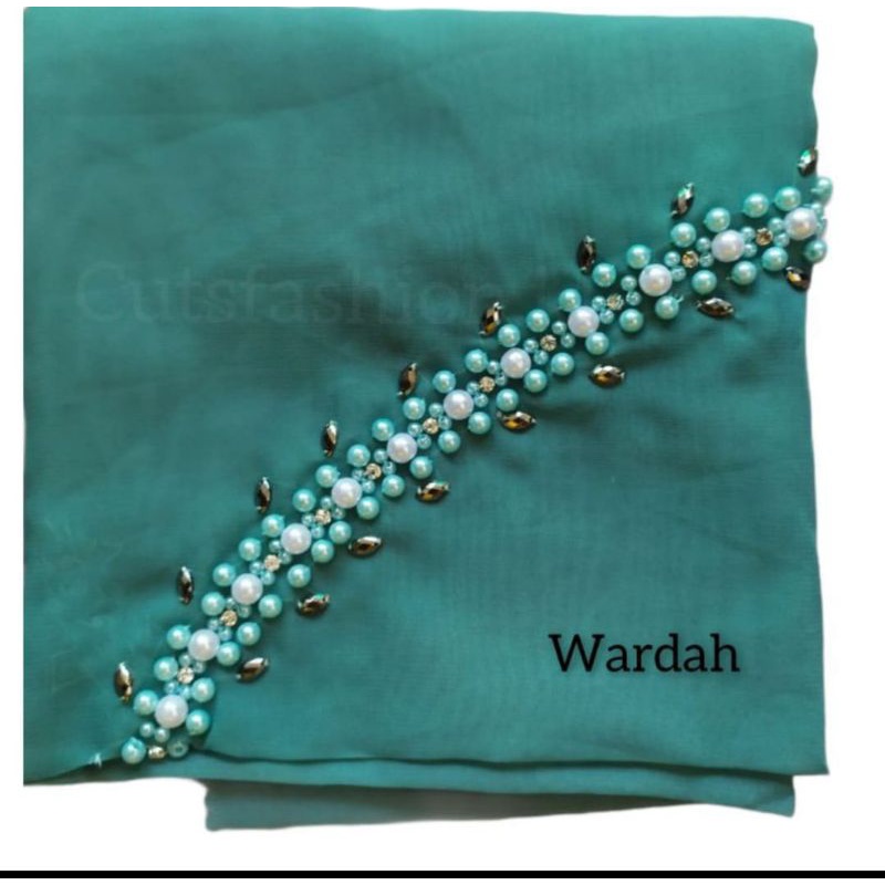 SEGIEMPAT PAYET BANDO BELLA/HIJAB BANDO MUTIARA/KERUDUNG PAYET BELLA SQUERE-Hijau wardah