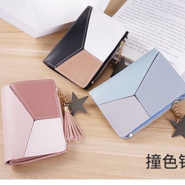 Medan Termurah KD26 Korean style Dompet  lipat kancing import warna soft