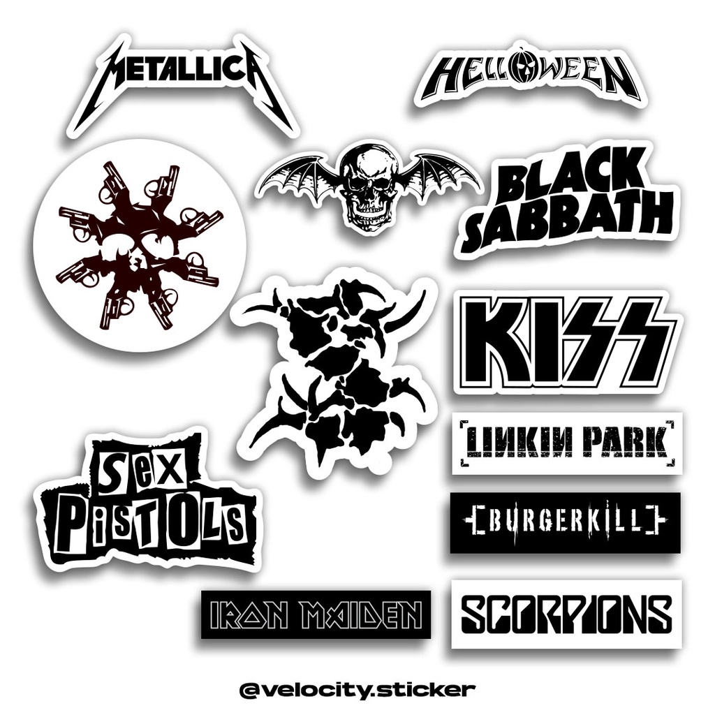 

STICKER PACK BAND METAL 3 - STIKER AESTHETIC LAPTOP, AKSESORIS HP, ANTI AIR, MOTIF,HELM,TUMBLER