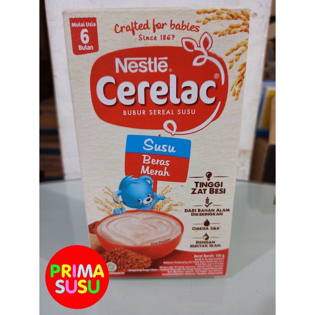 Cerelac Bubur Sereal Susu, Susu Beras Merah 6+ 120 GR