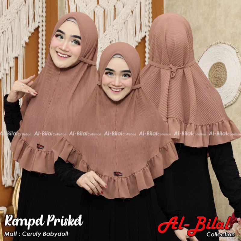 Jilbab Hijab Kerudung Instan Maryam Aisyah Tali Siria Plisket Prisket Rempel Original Albilal