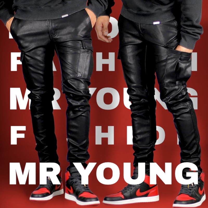 LEATHER CARGO PANTS ORIGINAL / CELANA KULIT SINTETIS / CELANA PRIA SWAG / CELANA MENGKILAT