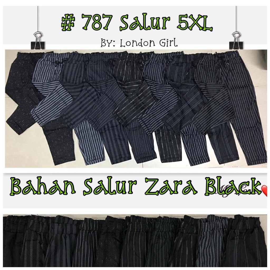 Celana Panjang Wanita Bahan Salur Zara Black 5XL #787/ Black Zara Woman Trouser