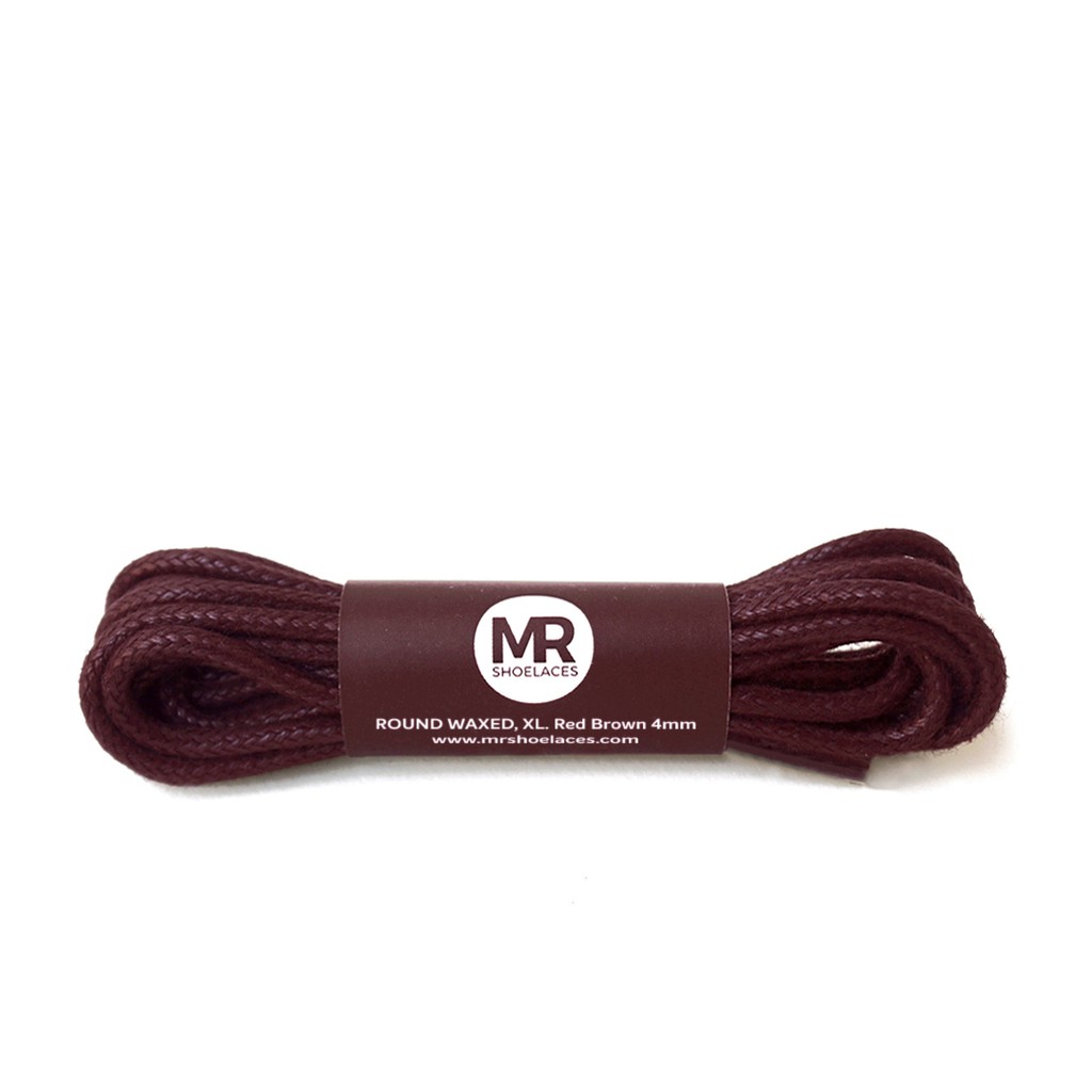 MR Shoelaces RB405 Red Brown (Coklat Kemerahan) Tali Sepatu Lilin Katun Bulat Round 4mm 70cm 80cm 90cm 100cm 120cm 150cm 180cm 200cm untuk Boots - Premium Shoelace