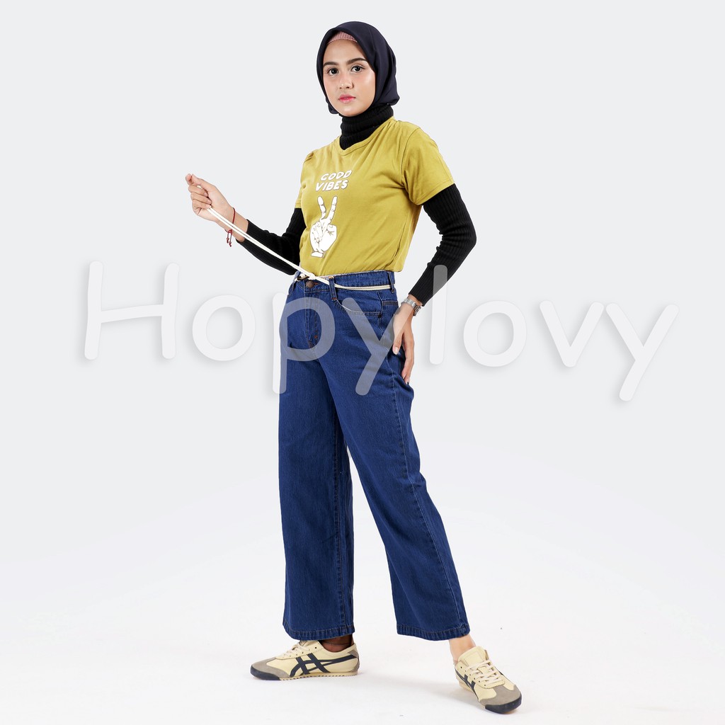 HOPYLOVY - Celana Kulot Jeans Wanita BF Neola