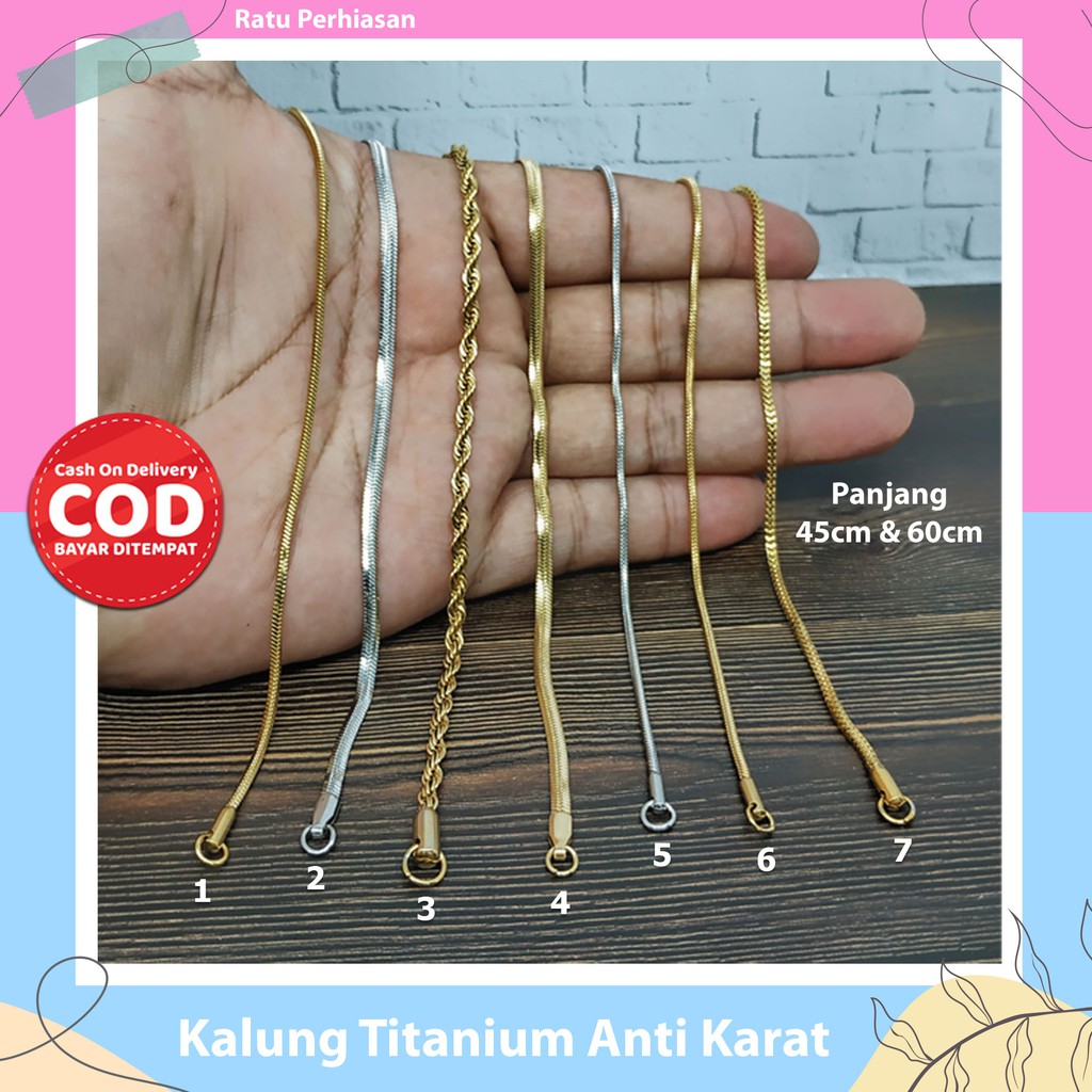 Kalung Titanium - Kalung Titanium Pria, Kalung Titanium Wanita, Kalung Titanium Anti Karat, Asli