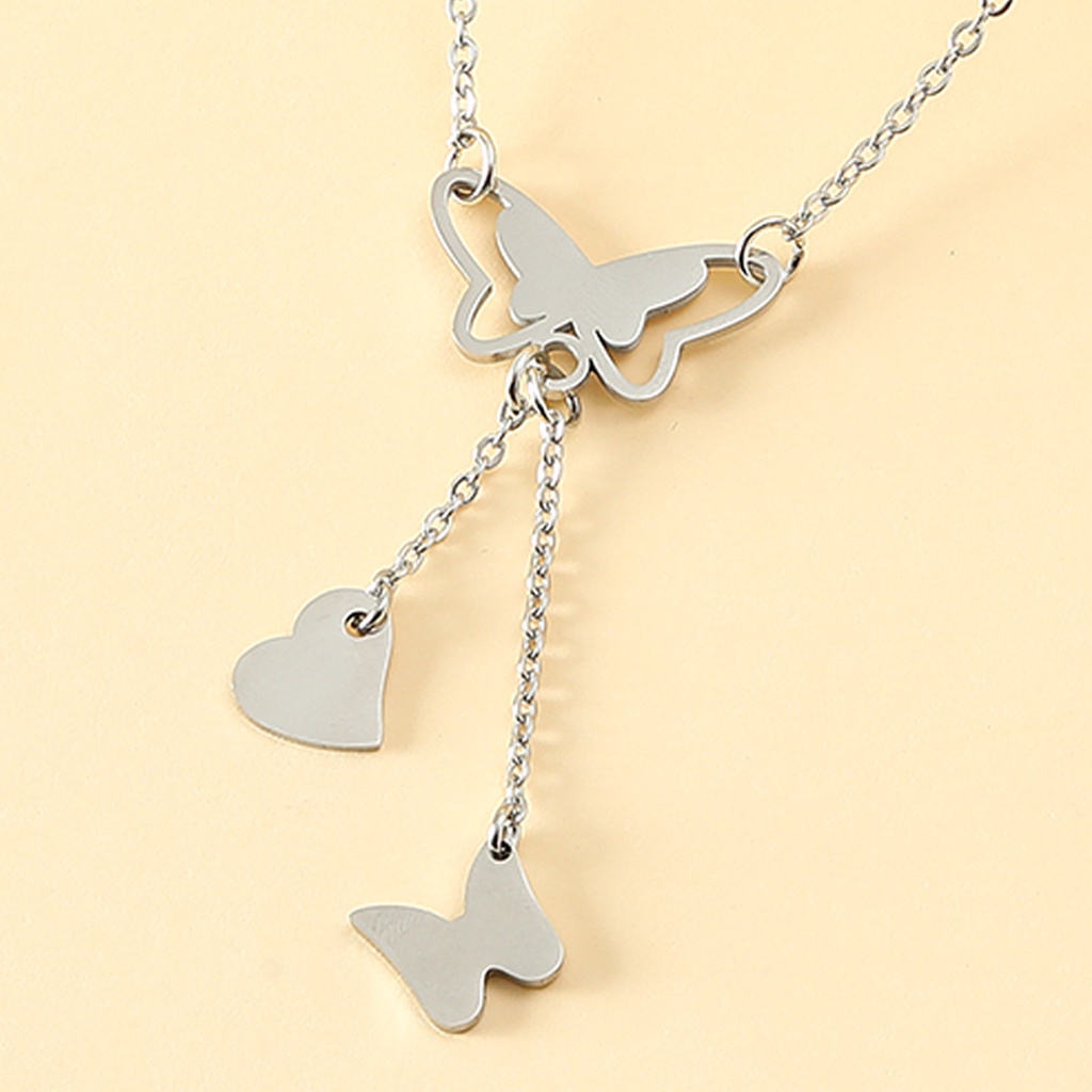 Kalung Choker Desain Butterfly Heart Graduation Season Compass Untuk Unisex