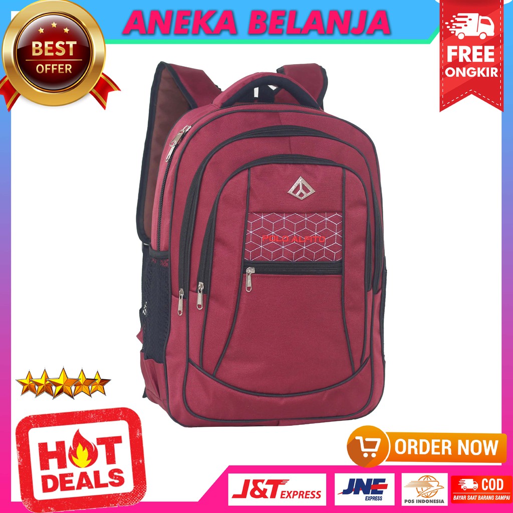 TAS PUNGGUNG PRIA ALFITO JARING SPIDER MERAH TAS RANSEL SEKOLAH RANSEL LAPTOP TAS MURAH MULTIFUNGSI