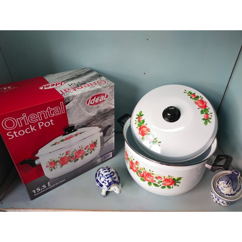 Panci Enamel - Oriental Stock Pot 34cm / IDEAL / Enamel