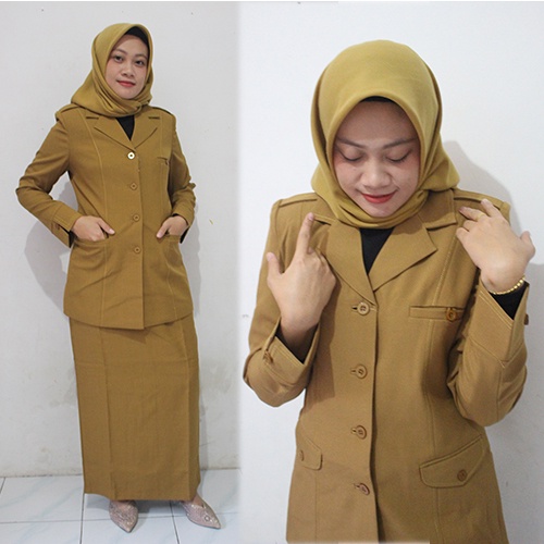 Blazer JUMBO Pemda terang/Muda DAN Pemda gelap/Tua Ukuran  6L-7L-8L Setelan Rok Dan Celana-seragam Guru dan PNS-Pakaian Pemda terbaru-blazer terbaru