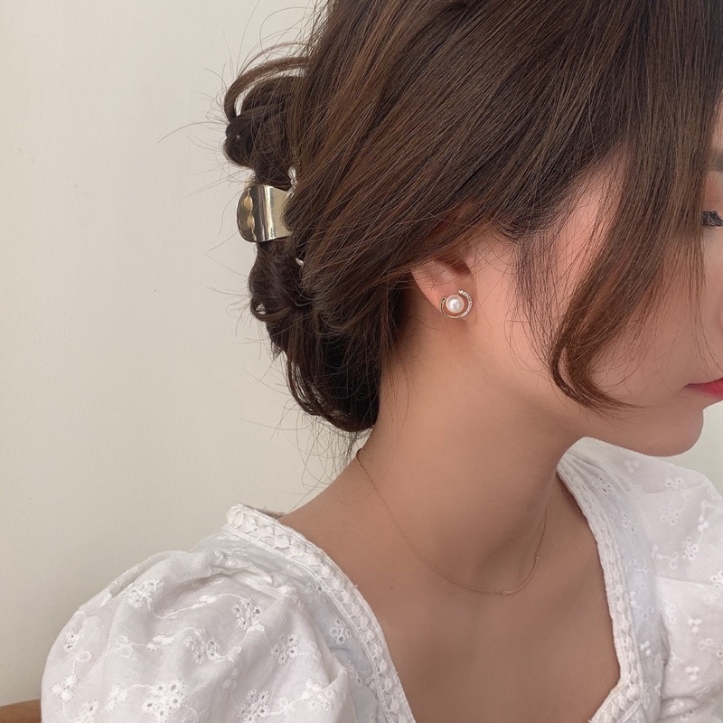 [COD] ANTING WANITA BULAT MUTIARA MODEL SABIT ELEGAN SIMPEL