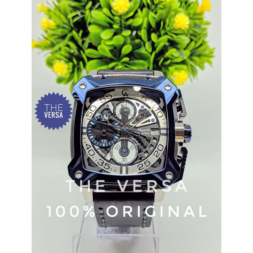 Alexandre Christie AC 3038 Jam Pria Kulit Silver Blue