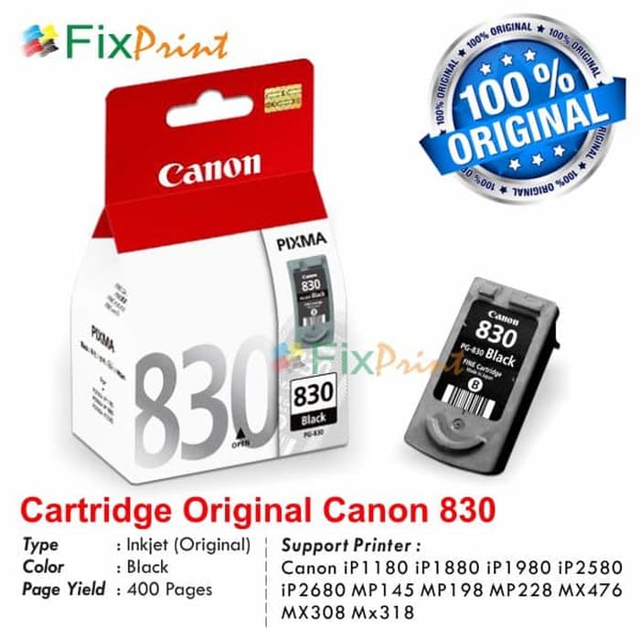 Cartridge NEW Original PG-830 BLACK Printer CANON IP1880 IP1980 IP2580 FSB694