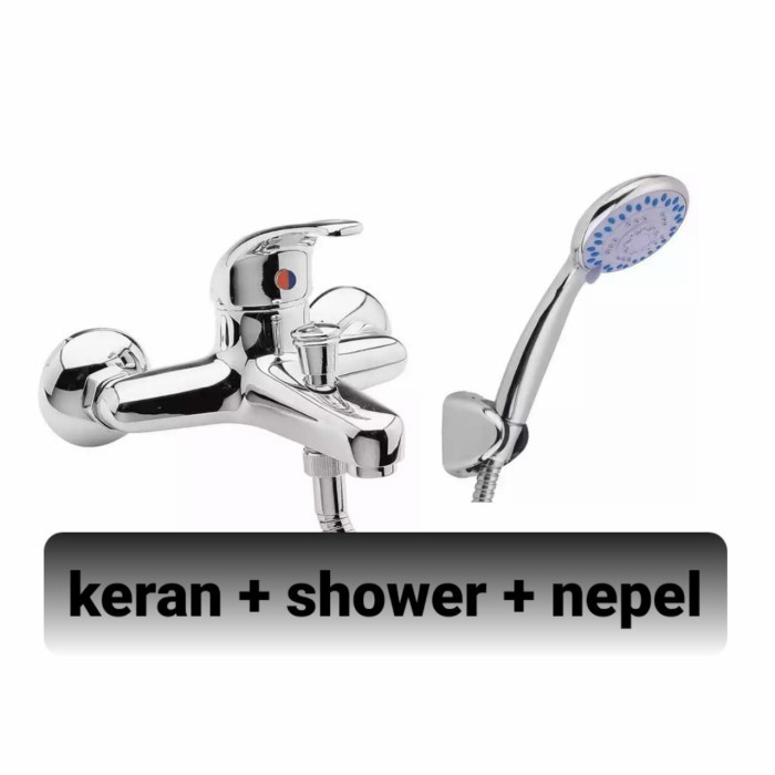 Kran keran air + shower set bathtub mixer panas dingin water heater